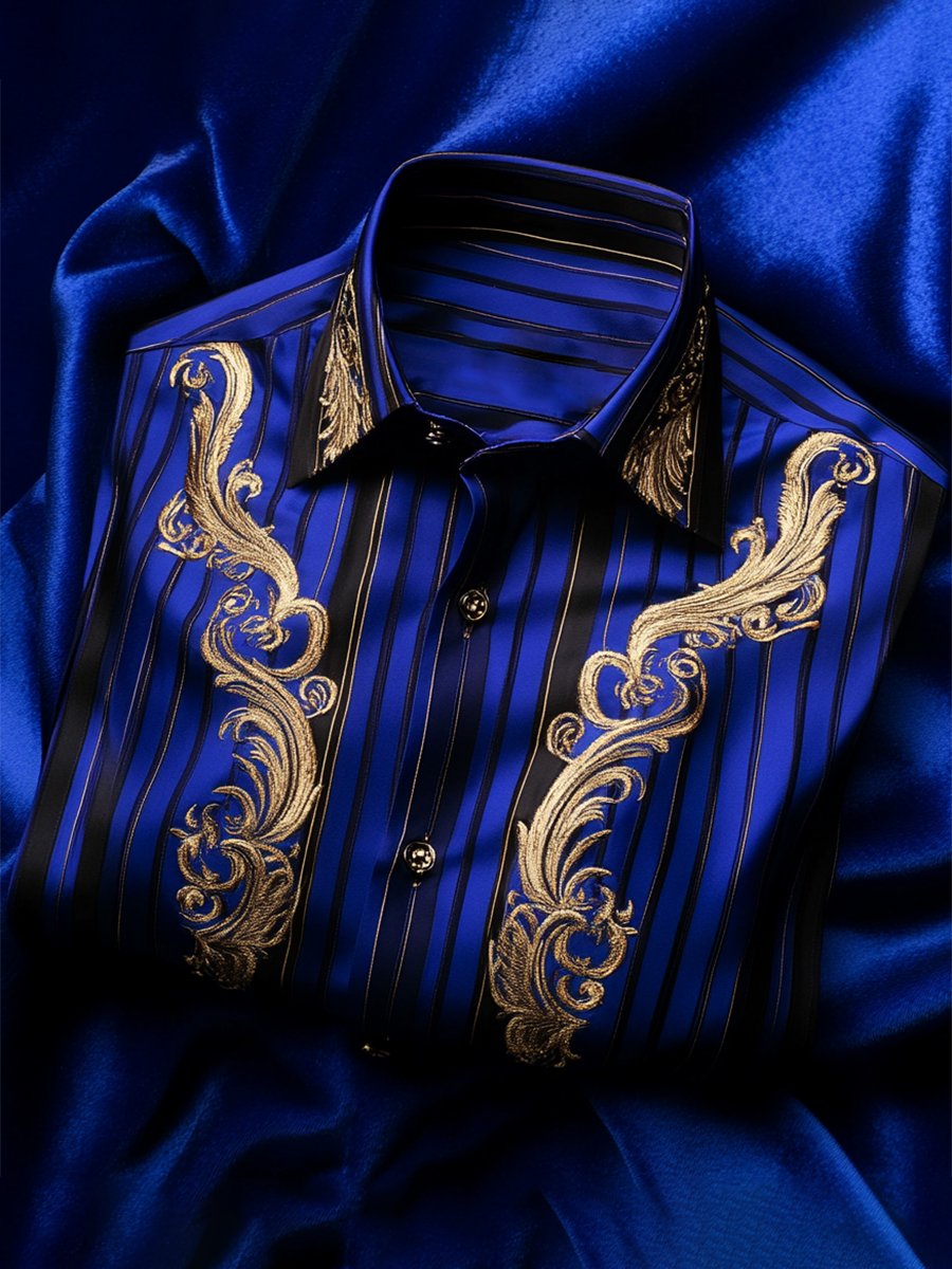 Camisa satén Luxe de manga larga con botones para hombre