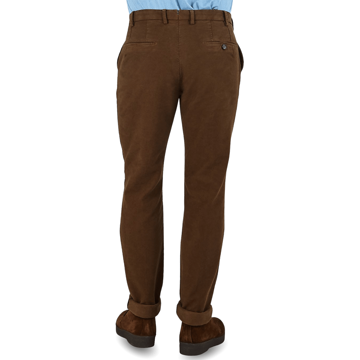 Chestnut Brown Washed Moleskin de algodón Trousers