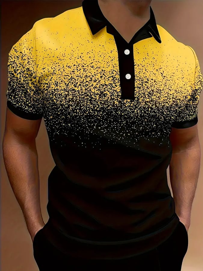 Camisa polo casual degradado estampado para hombre
