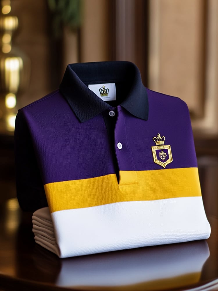Camisa polo clásico ejecutivo Check Logo Button de manga corta para hombre