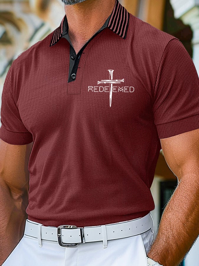 Camisa polo retro Faith Design estampado Comfortable And transpirable casual para hombre