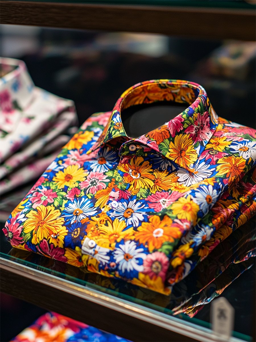 Camisa satén Luxe de manga larga con botones para hombre