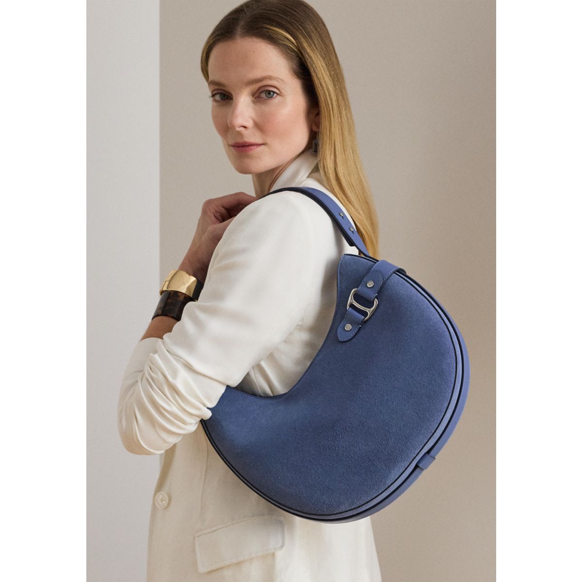 Suede Large Tasha Shoulder Bag - 1
