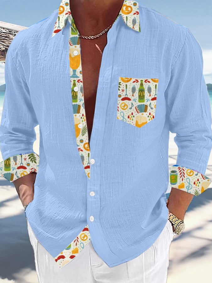 Casual Vacation Contrasting Princamiseta para hombre