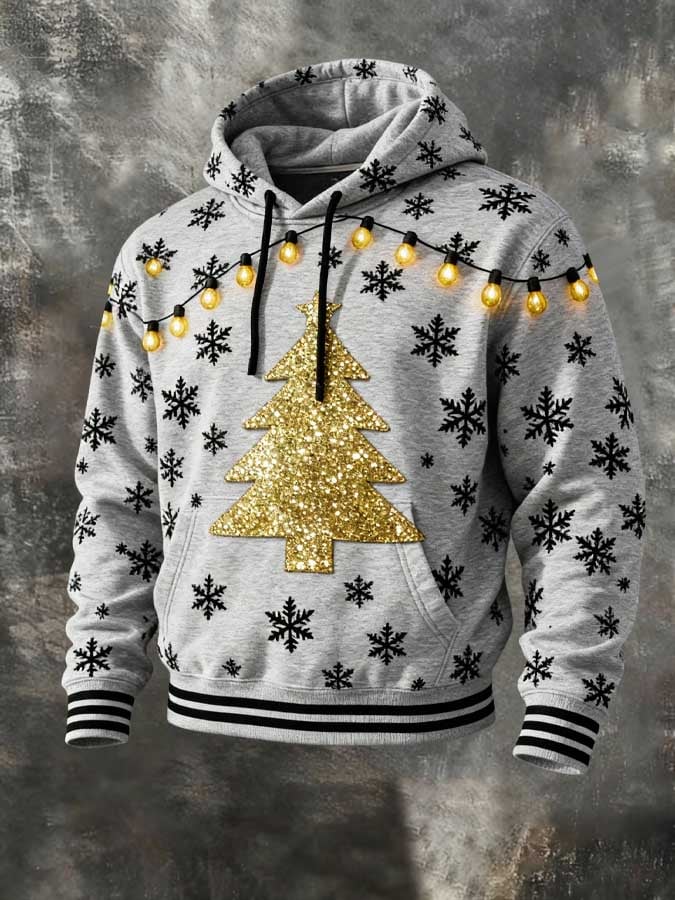 Sudadera vintage Christmas Snowflake estampado con gorrasucha
