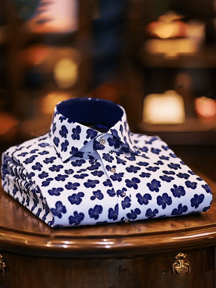 Camisa ejecutivo de lujo floral estampado de manga corta para hombre