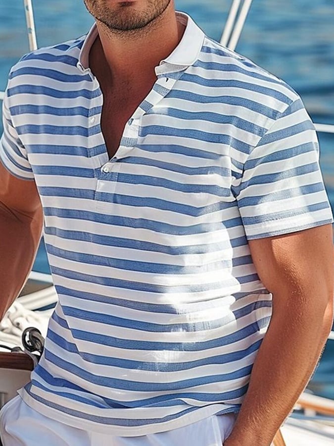 Camisa polo casual Hawaiian Vacation con botones de manga corta casual para hombre