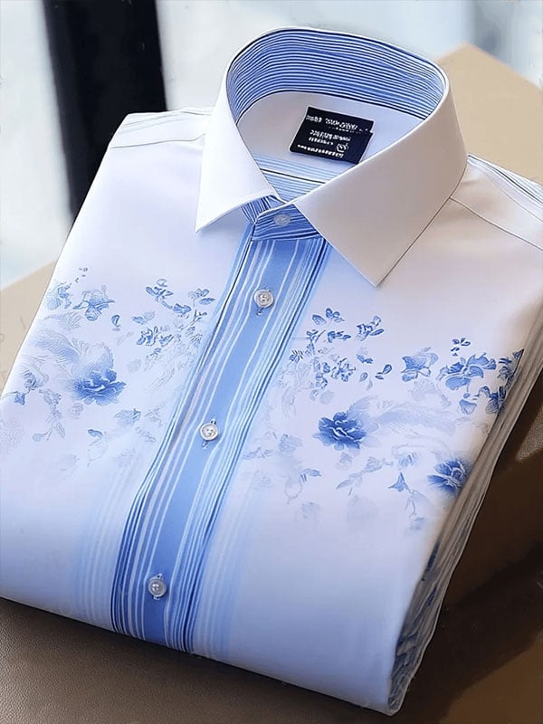 Camisa satén Luxe floral de manga corta Button para hombre