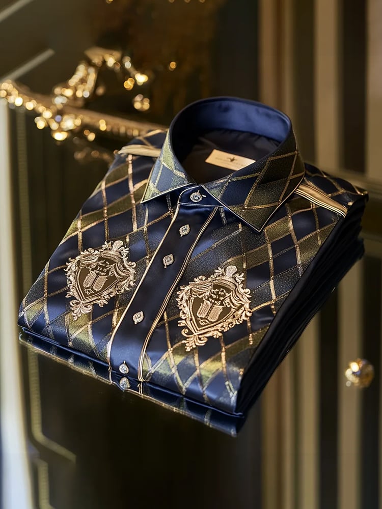 Camisa satén Luxe de manga larga con botones para hombre