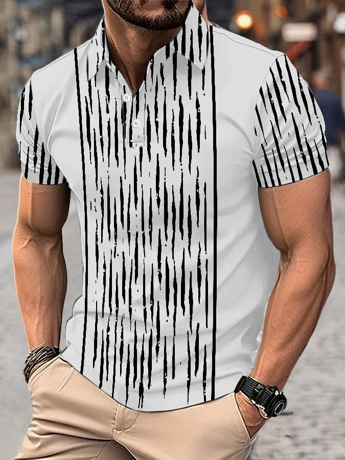Camisa polo ejecutivo Vacation estampado casual para hombre