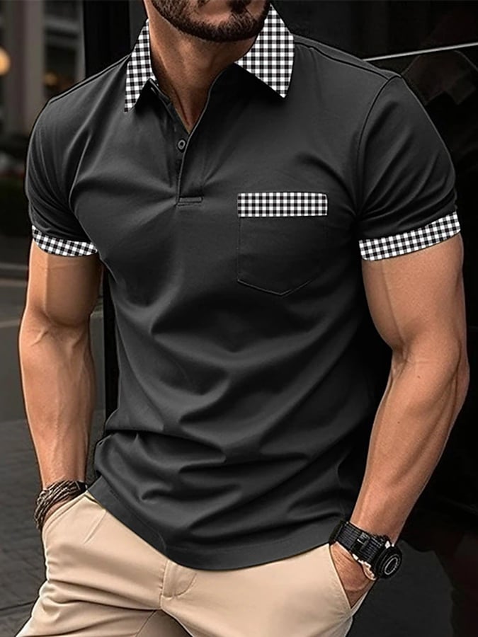 Casual Color Contrast Polo para hombre