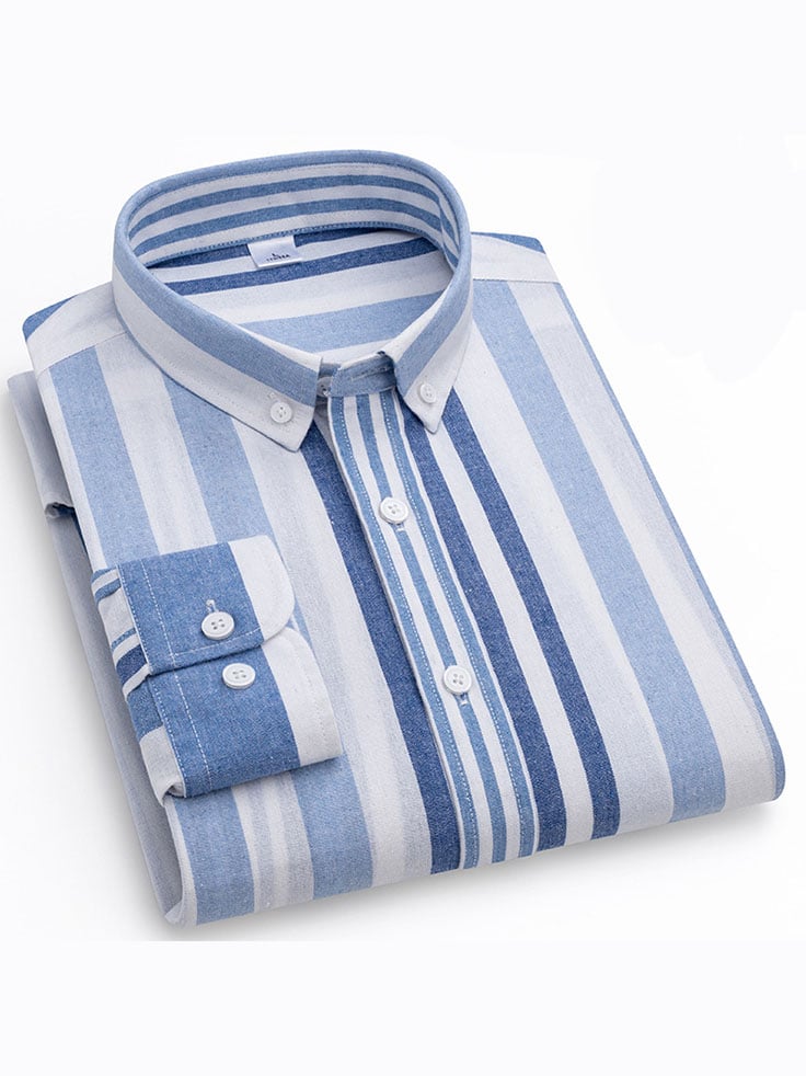 Camisa retro a rayas de algodón para hombre