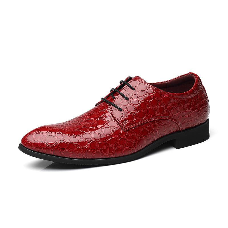 Zapatos elegantee Embossed Pointed Toe Patent cuero para hombre