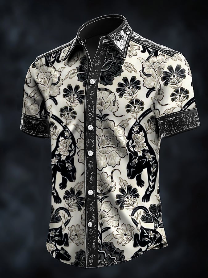Camisa retro Baroque estampado Dark para hombre