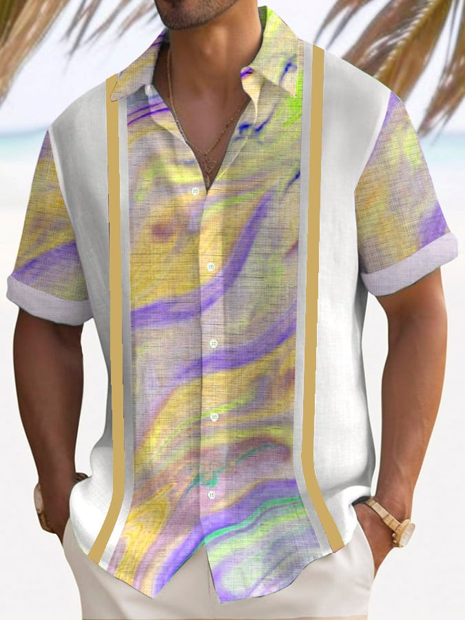 Camisa Trendy estampado Lapel de manga corta