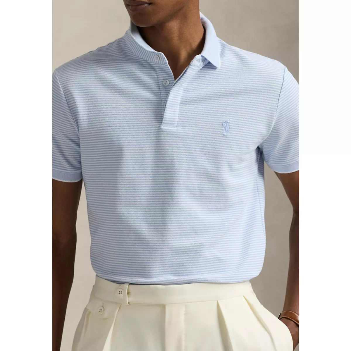 Classic Fit Stretch Oxford Mesh Polo Shirt - 3