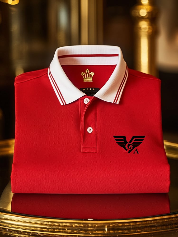 Camisa polo clásico ejecutivo Check Logo Button de manga corta para hombre