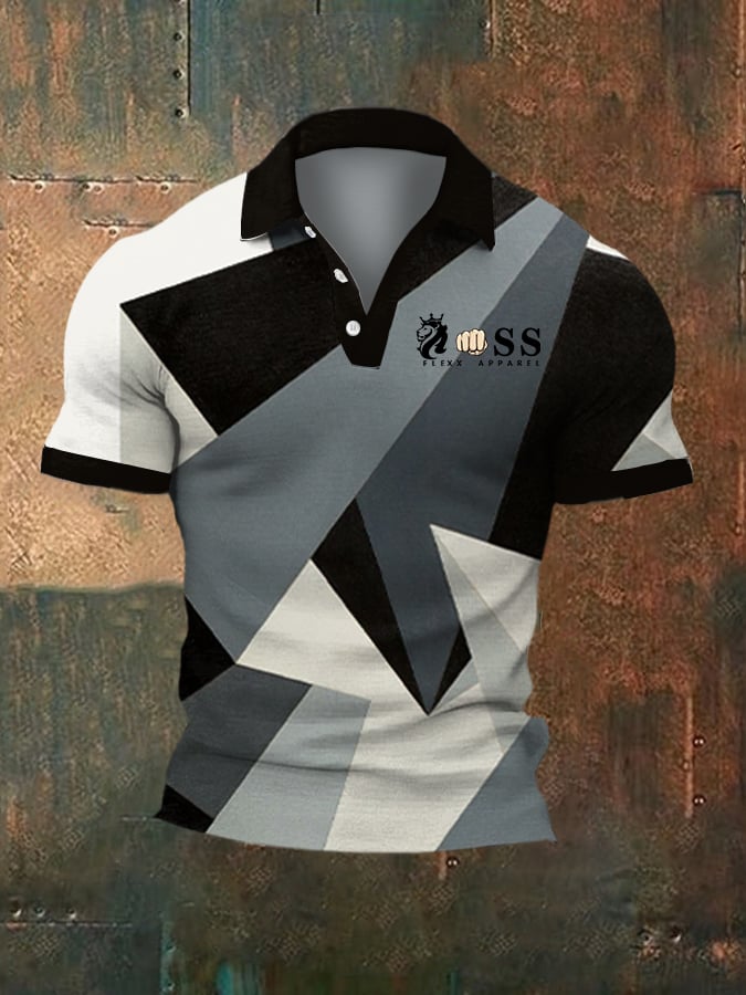 Casual ejecutivo Simple Contrast Color Line Polo para hombre