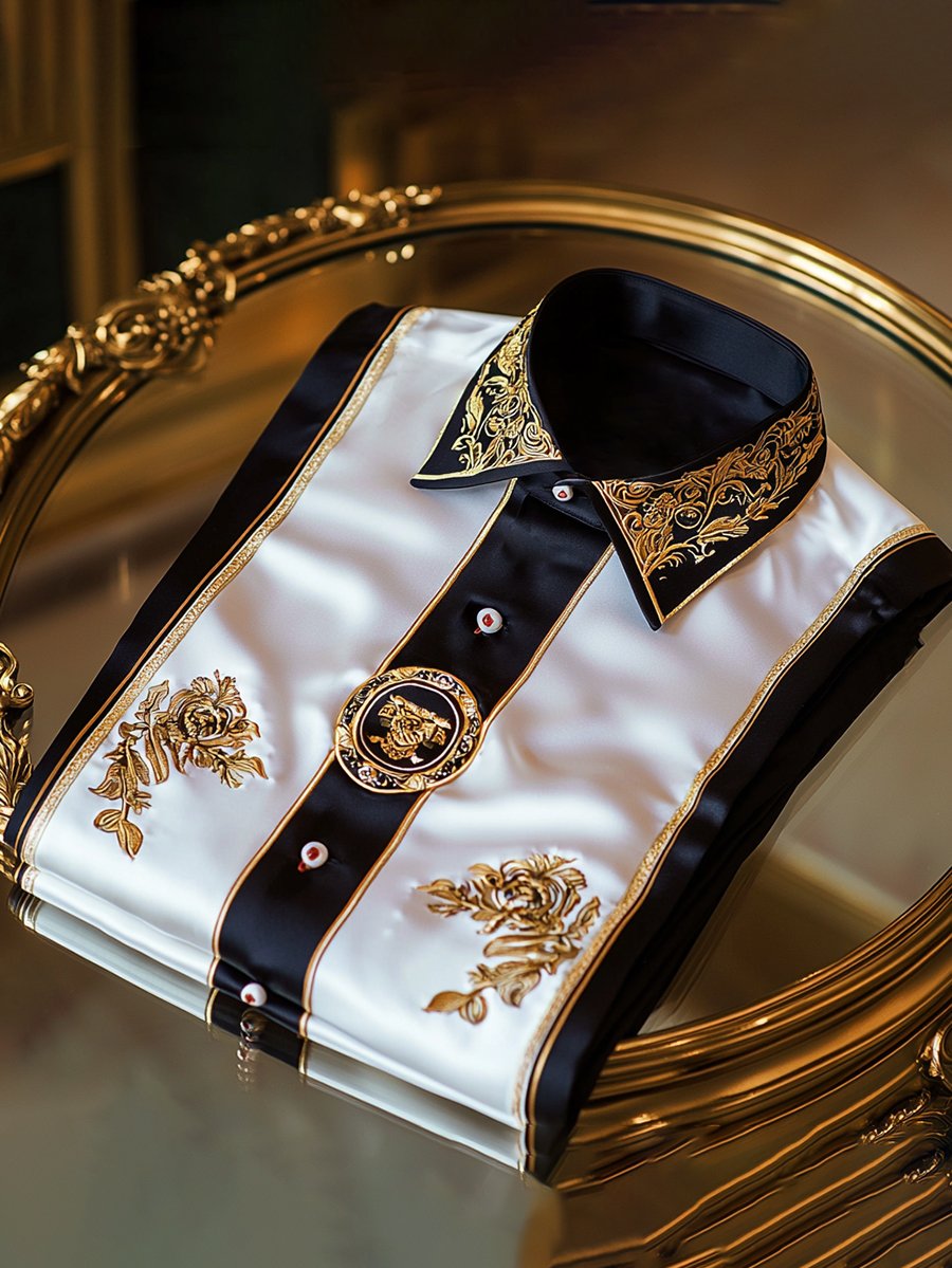 Camisa satén de lujo ejecutivo de manga larga para hombre