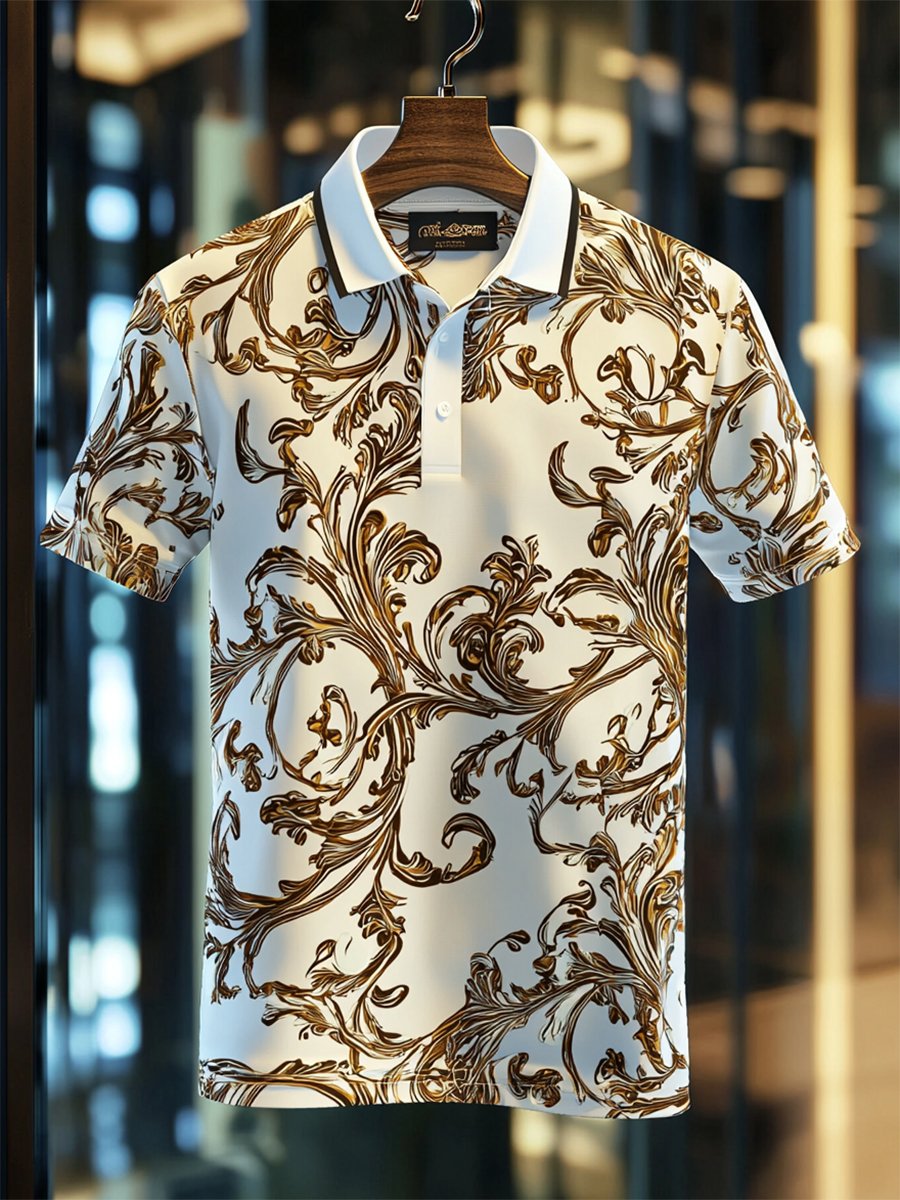 Camisa polo casual ejecutivo Palace Style Button de manga corta para hombre