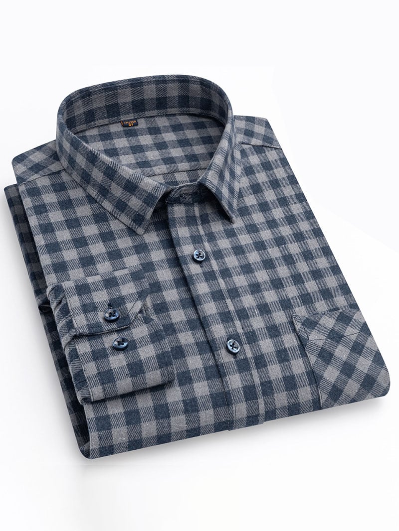 Camisa retro a cuadros de algodón para hombre