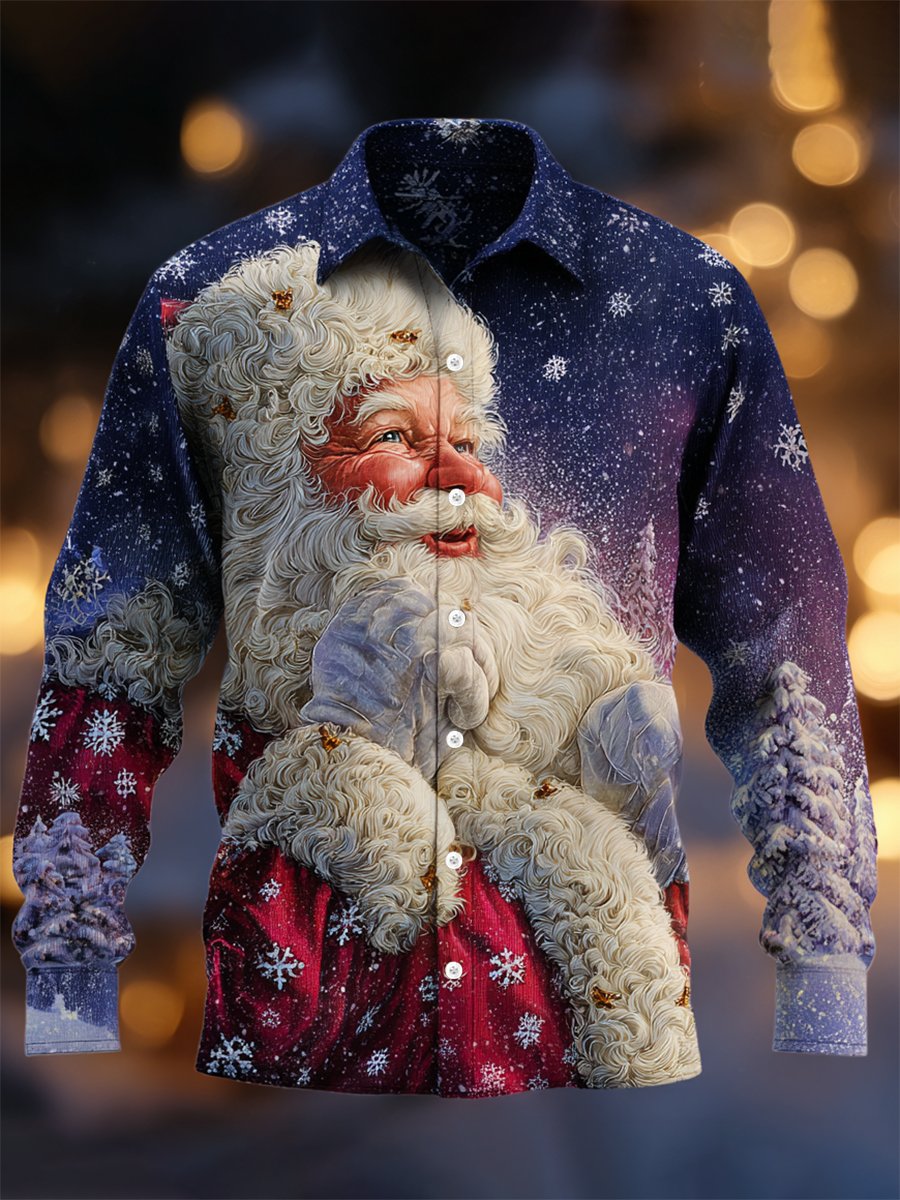 Camisa vintage Christmas Art de manga larga para hombre