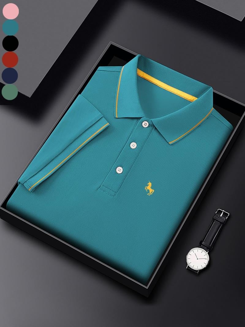 Camisa polo ejecutivo casual Logo Button de manga corta para hombre