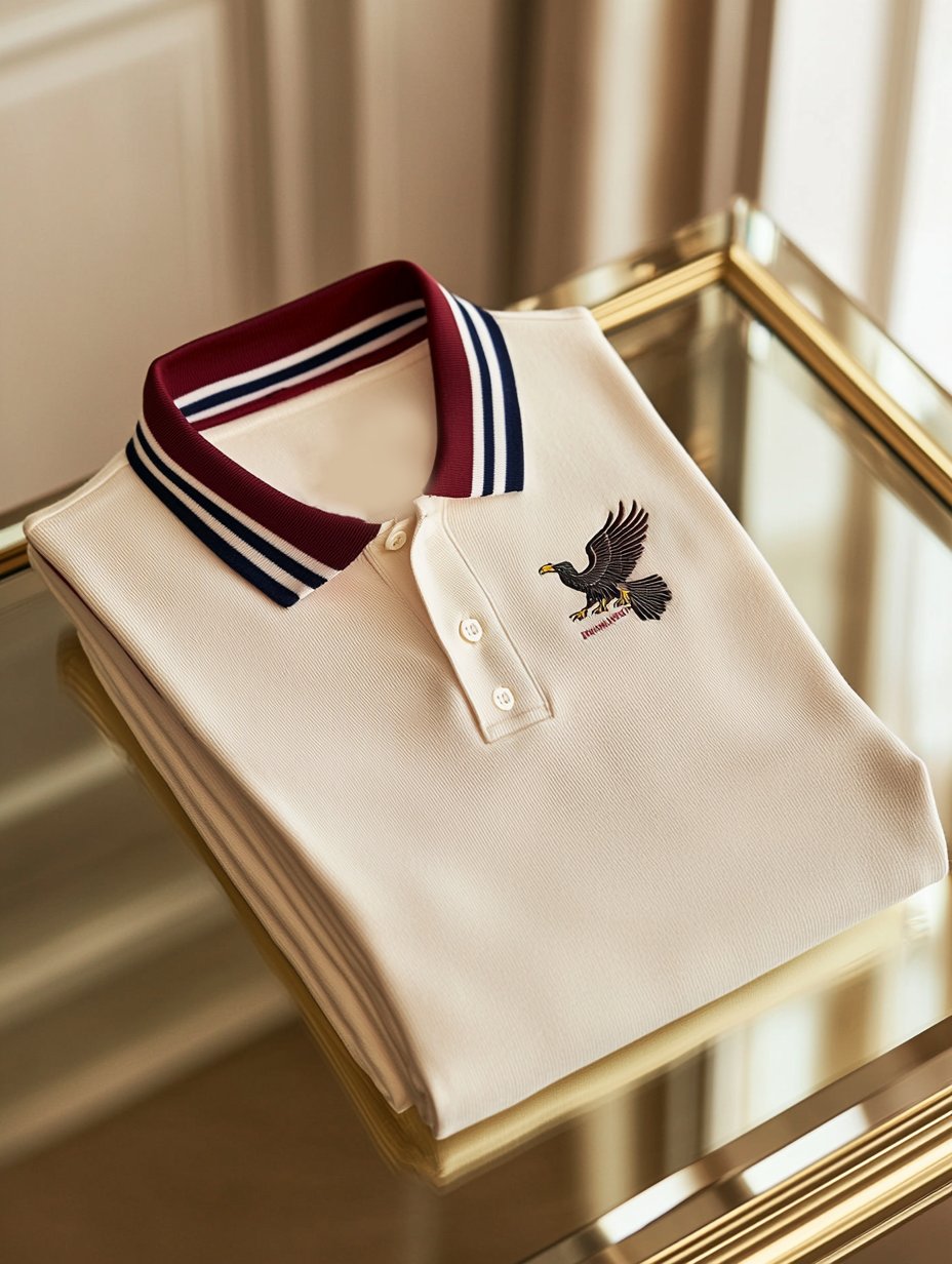 Camisa polo ejecutivo casual White Eagle rayas con botones de manga corta para hombre