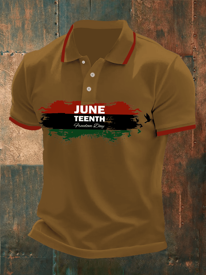 Camisa polo Mens casual Juneteenth estampado