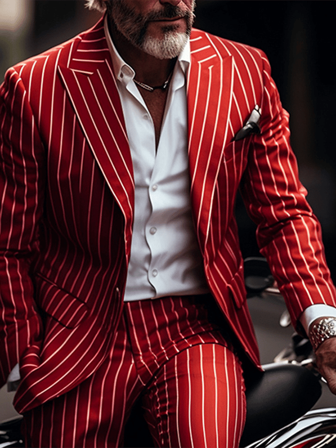 Chaqueta retro Single Breasted a rayas Gentleman ejecutivo Suit para hombre