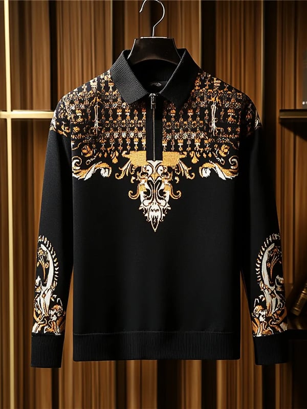 Camisa polo ejecutivo clásico rayas estampado cierre para hombre