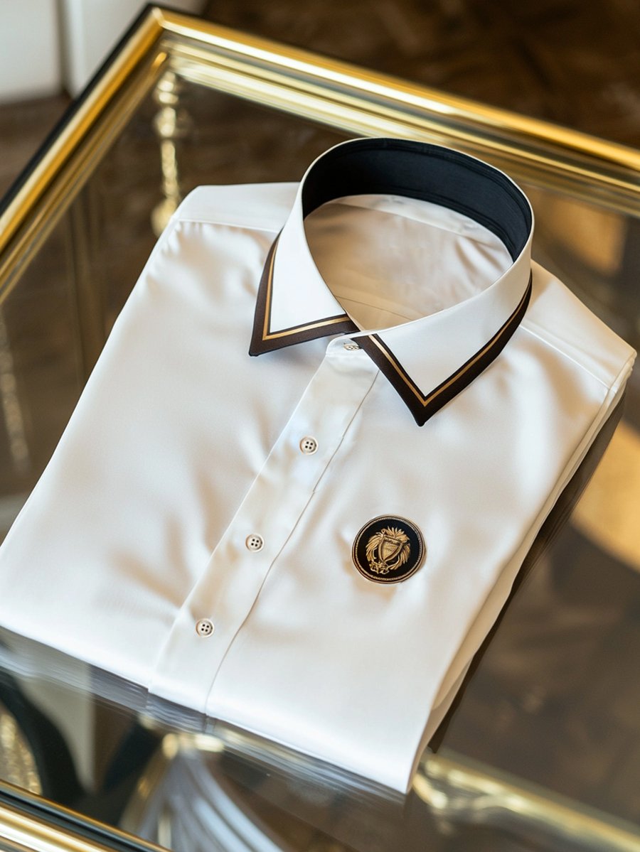 Camisa satén de lujo ejecutivo de manga larga para hombre