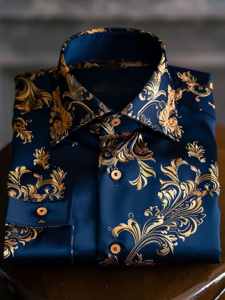 Camisa seda de lujo ejecutivo de manga larga para hombre
