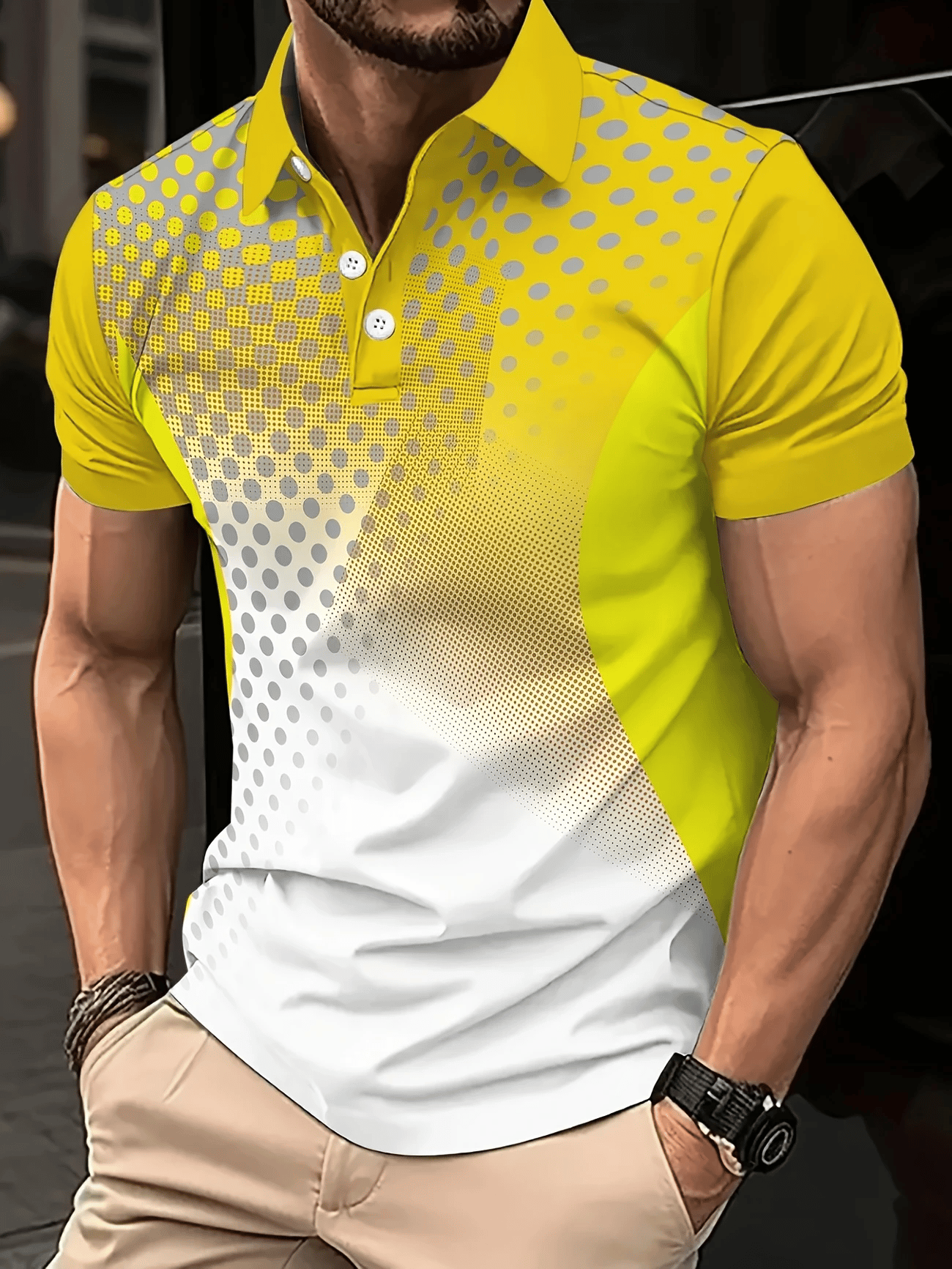 Camisa polo ejecutivo Logo con botones de manga corta para hombre