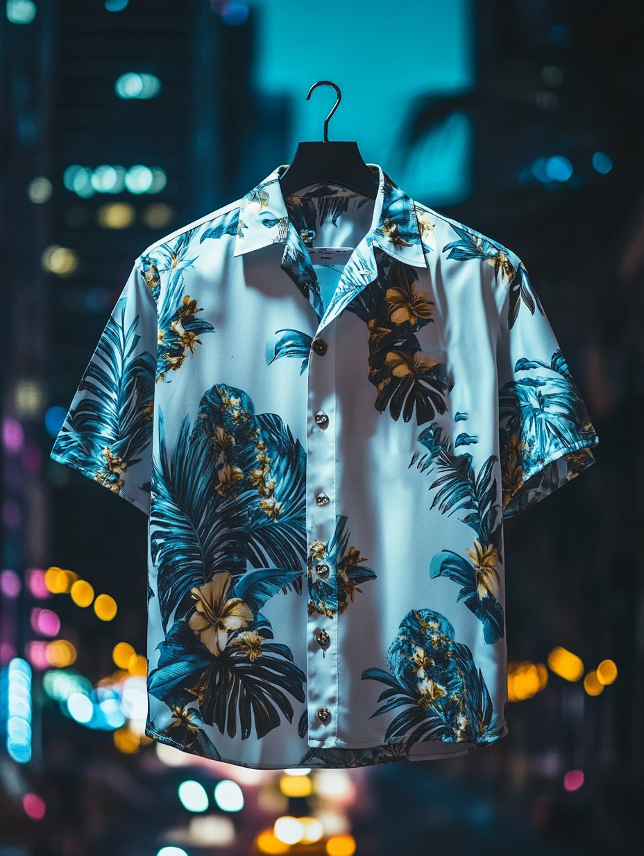 Cubano cuello hawaiano tropical floral Princamiseta para hombre