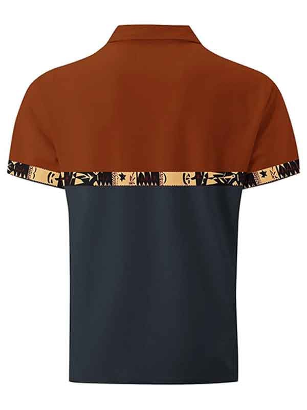 Camisa polo ejecutivo casual a rayas Button de manga corta para hombre