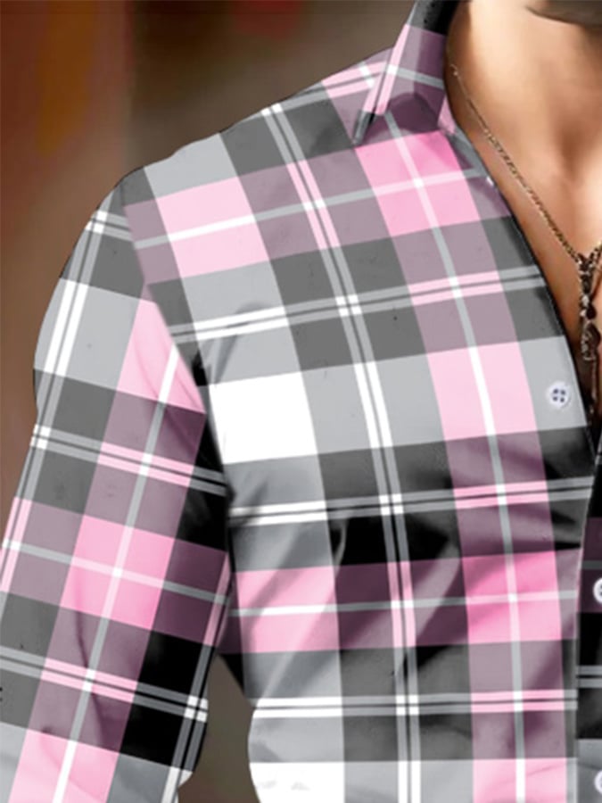Camisa Check diseño estampado ejecutivo para hombre