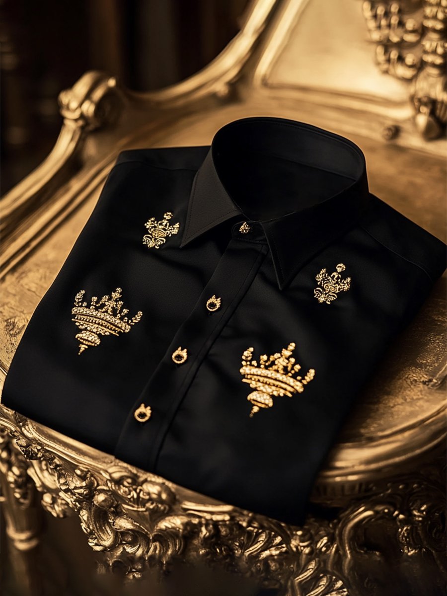Camisa Mens casual ejecutivo Royal Logo de manga larga