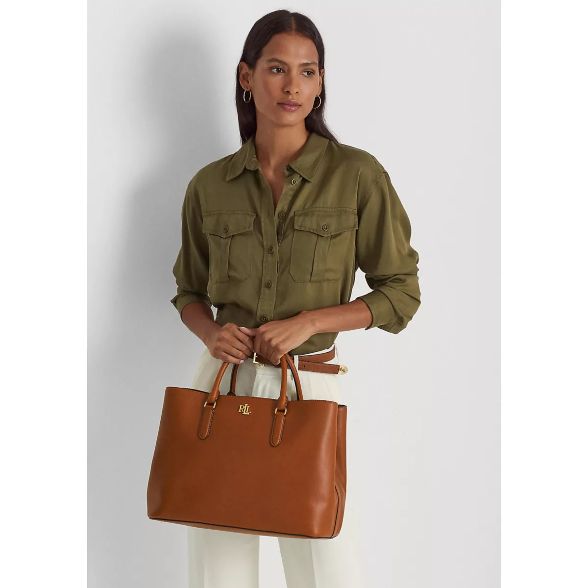 Leather Large Marcy Satchel - 7