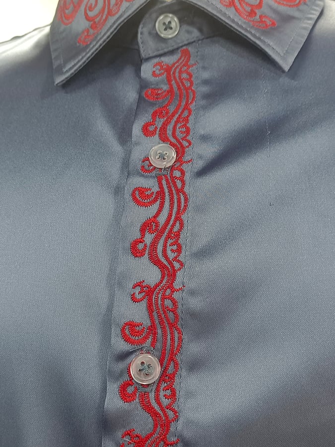 Camisa Independence Day Flag de moda ejecutivo de lujo Design Embroidery de manga larga para hombre