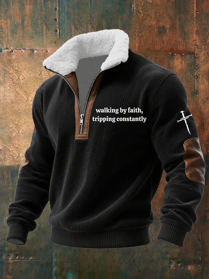 Sudadera Walking by Faith Tripping Constantly estampado tejidoted Fabric cierre Fur cuello para hombre
