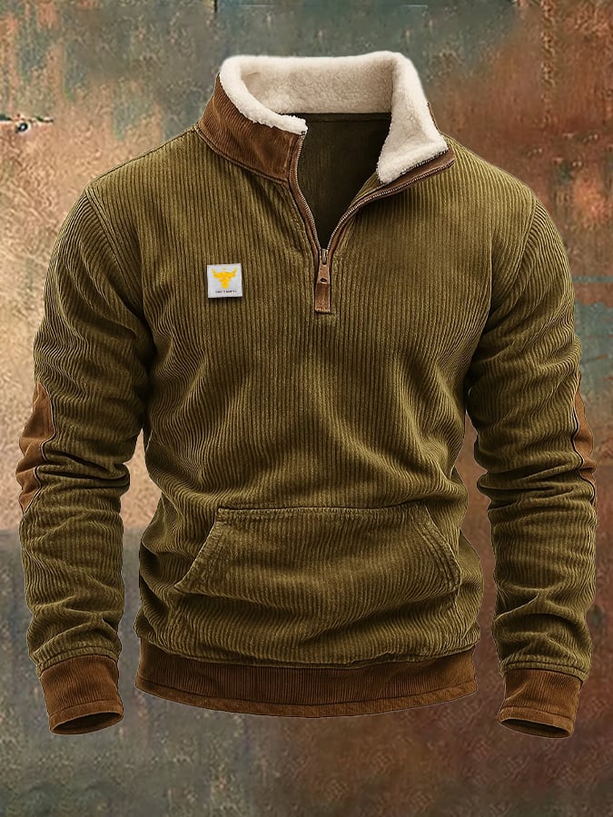 Sudadera retro Comfort cierre Plush cuello para hombre