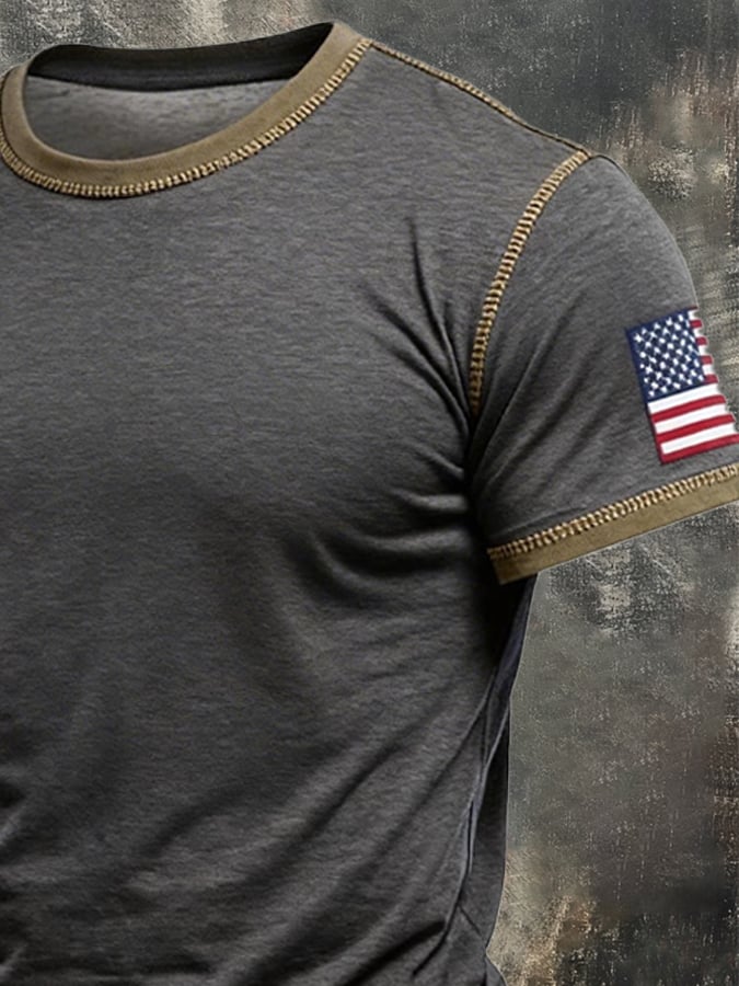 Camiseta retro en bloques de color Patriot para hombre