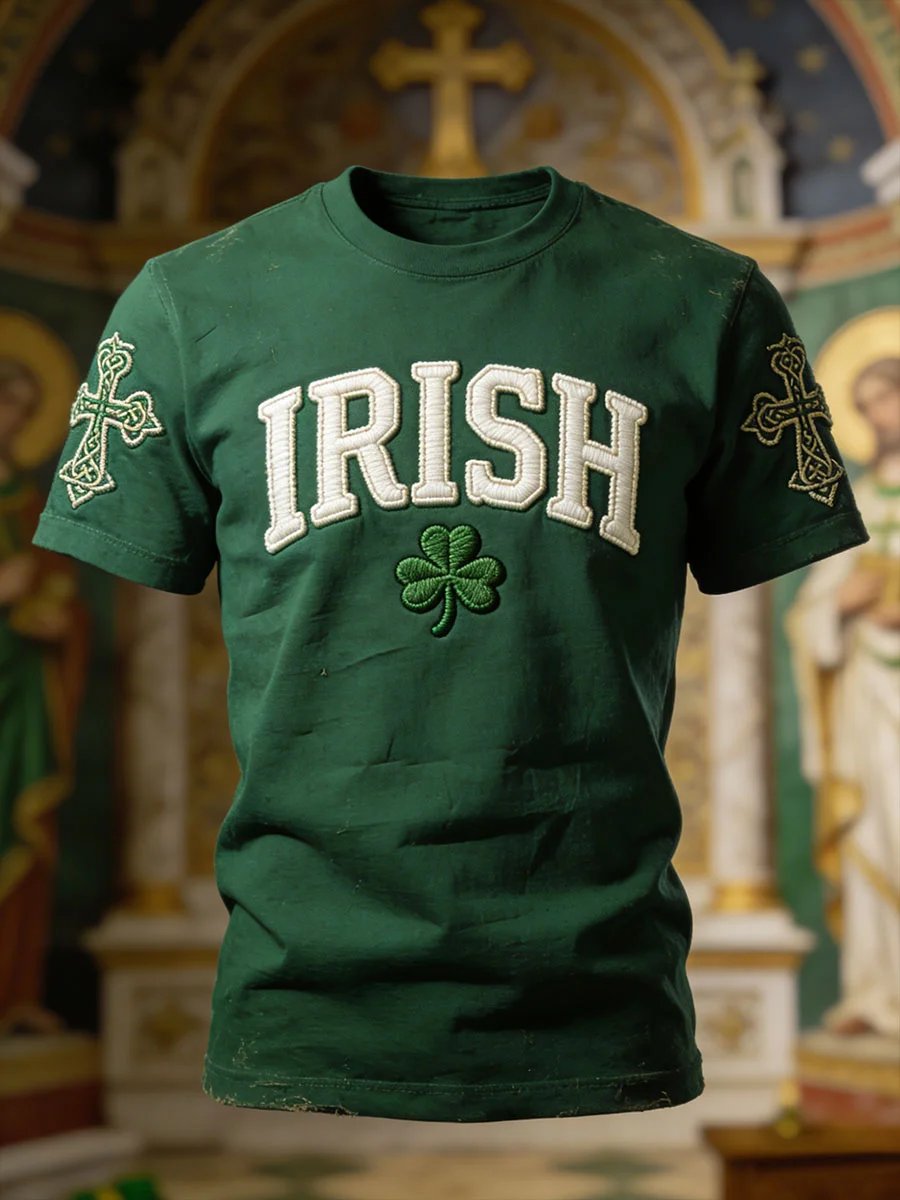 para hombre St. Patrick's Day Shamrock Print de manga cortad camiseta