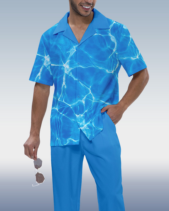 Camisa Rianmond Ombre estampado de manga corta Walking Set 372 para hombre