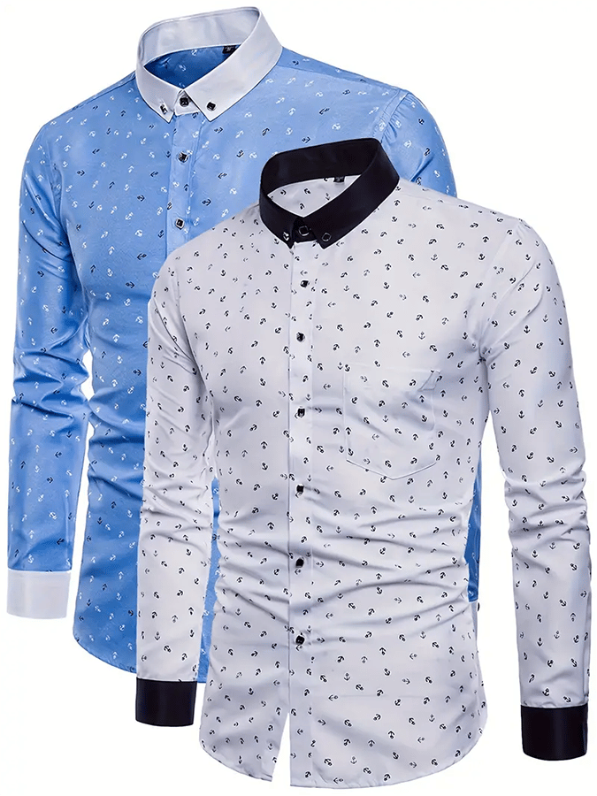 Camisa geométrico ejecutivo casual para hombre