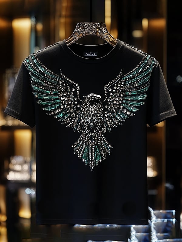 Camiseta ejecutivo Animal Sequin estampado de manga corta para hombre