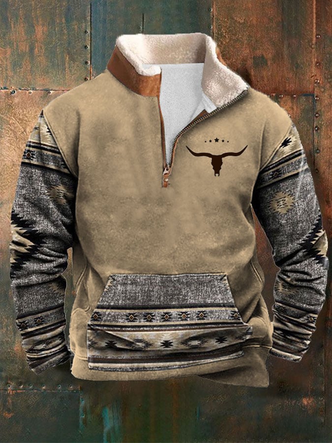 Sudadera retro western style estampado casual para hombre