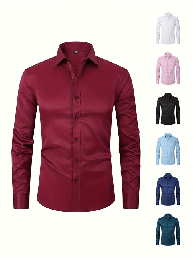 Camisa de color sólido Design ejecutivo casual para hombre