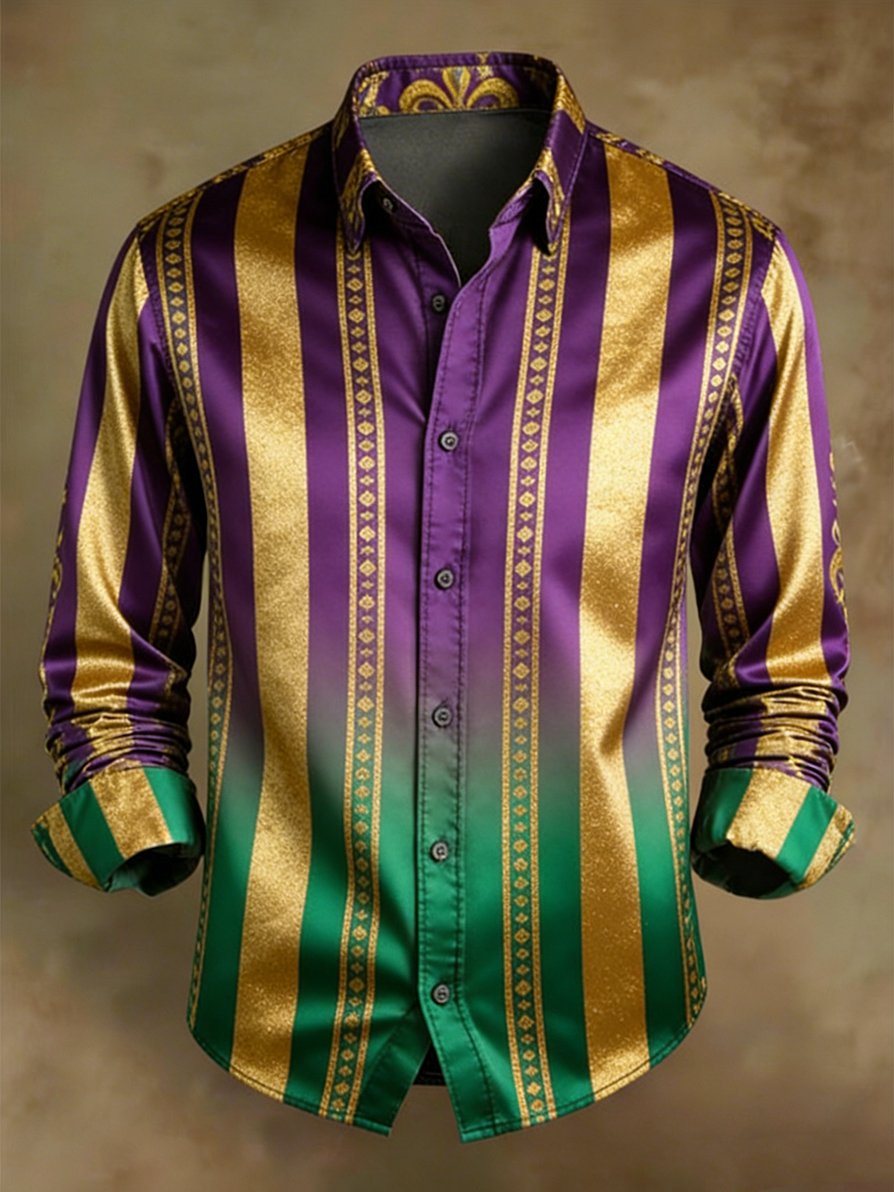 Camisa retro casual Carnival diseño de manga larga para hombre